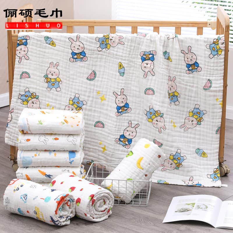 Baby bath towel, four layers of soft and absorbent gauze, newborn blanket, baby bath swaddle, children's towel blanket