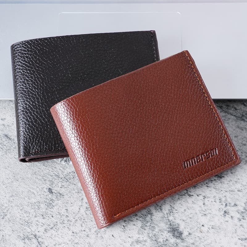 Ultra-Thin Short Zipper PU Leather Wallet Men's Horizontal Clutch Simple Two-Fold Student Business Commuting Daily Match