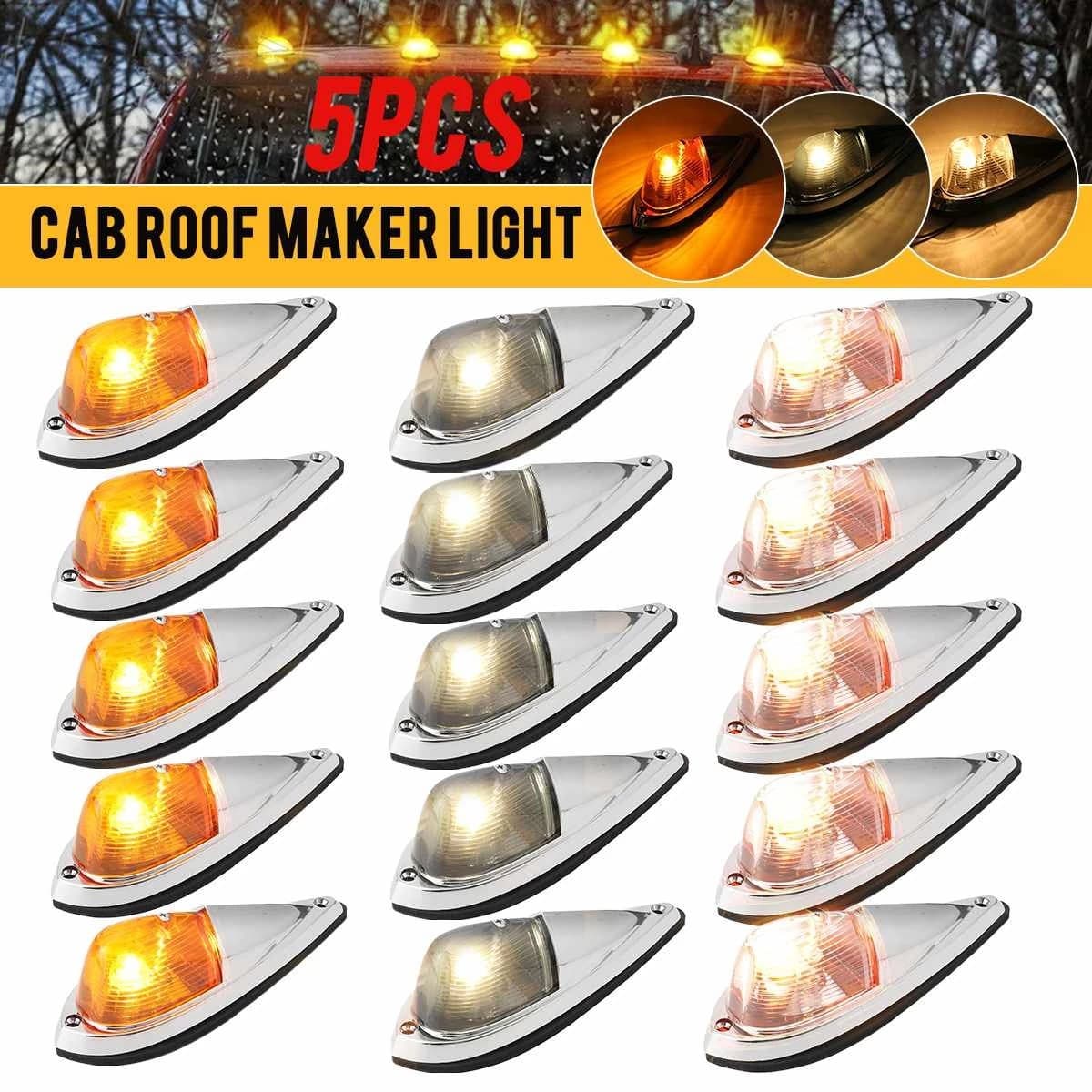 5X SUV, Chrome Off-Road Truck Trailer Roof Light | Amber Marker Light LED Truck Roof Light LED Warning Light