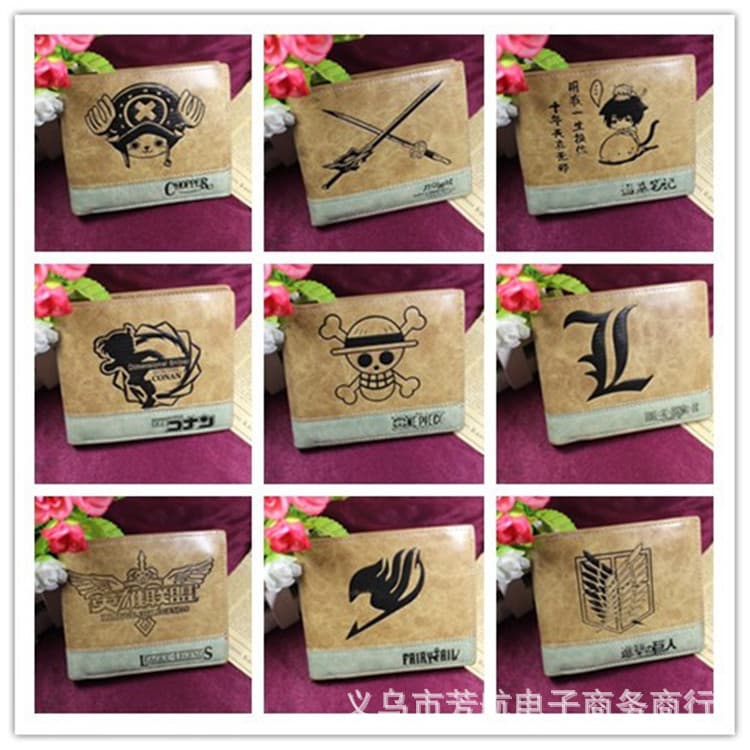 Naruto Shippuden Attack On Titan Black King Student Cartoon Men's Short Wallet Leather Clip Anime Merchandise