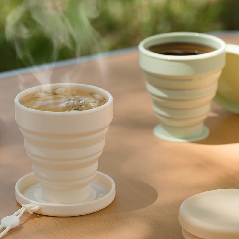 Travel Folding Cup, Food-Grade Silicone, High Temperature Resistant, Outdoor Camping, Collapsible Portable Mouthwash Cup