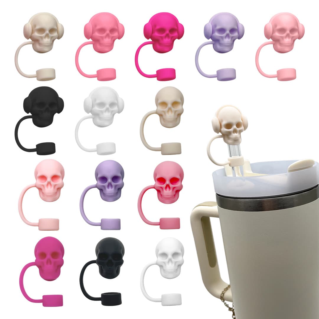 Best-selling Stanley Cup Food-Grade Silicone Skull Straw Cap 10MM Silicone Straw Cover Dustproof and Anti-Fouling