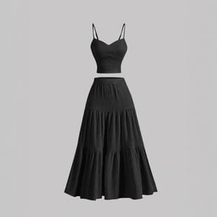 TikTok Amazon 2026 Summer New Women's Casual Elegant Slim High-Waist Skirt Set