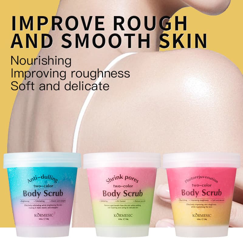 KORMESIC Cross-border Plant Dual-Color Body Scrub - Rose & Green Tea Exfoliating Scrub
