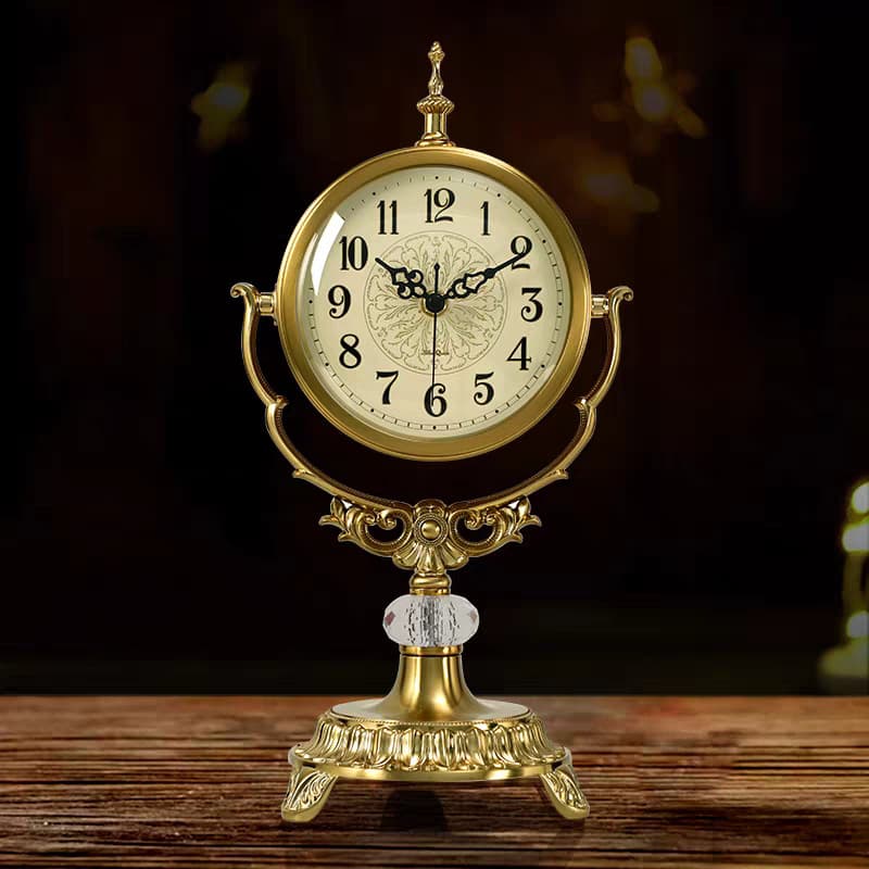 2025 New European Retro Table Clock for Living Room, Home Use, Desktop Clock Ornament, American Light Luxury Style