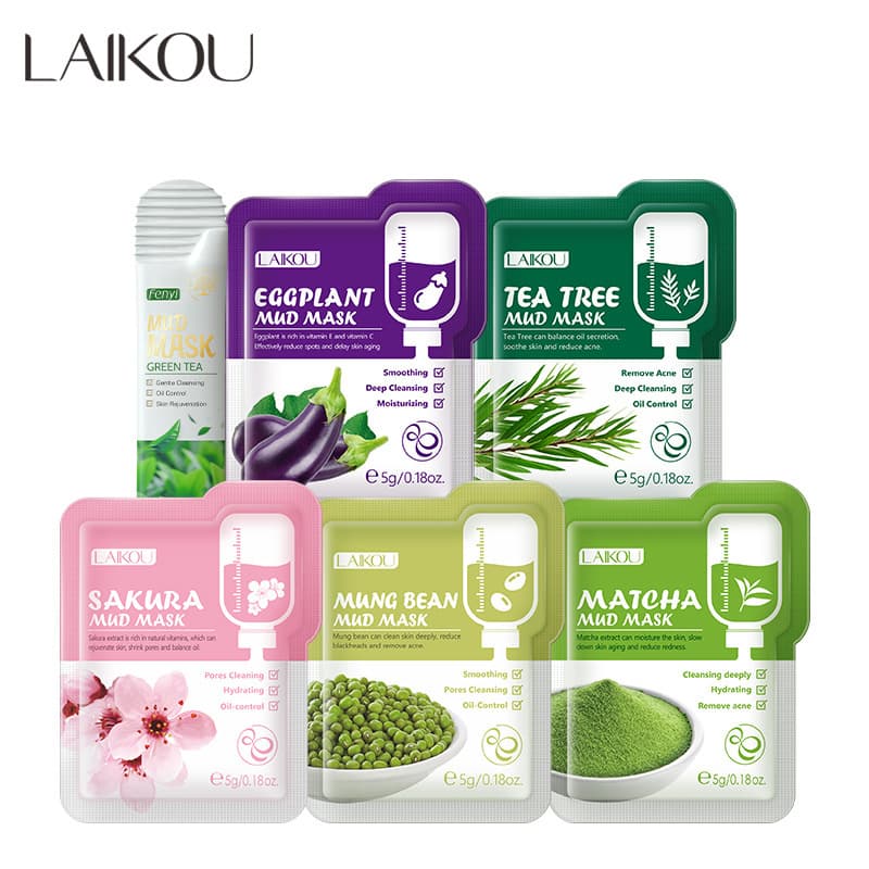 Cross-Border LAIKOU Cleansing Clay Mask Set Face Mask Cleanse FDA Skincare Clay Mask Full English Mask