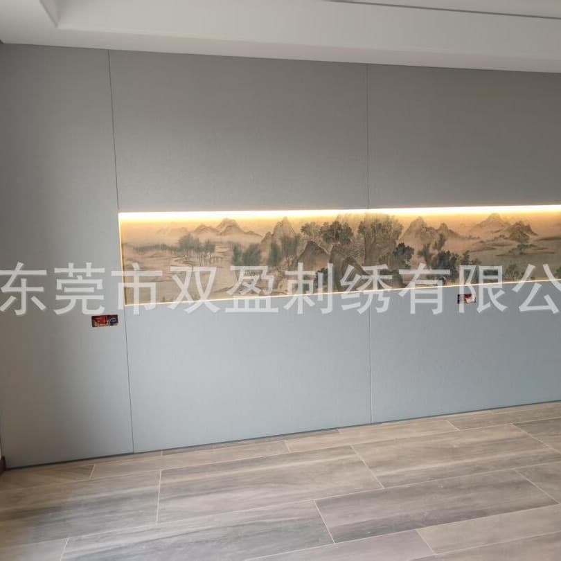 Villa Song-style Aesthetic Landscape Embroidery Mural Heat Transfer Integrated Study Room Tea Room Hotel Bedroom Spray-painted Wall Cloth