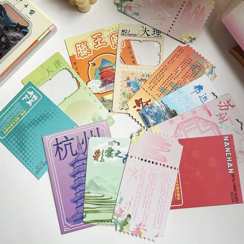 Thickened magnet cards, badge pendants, city cultural and creative backing cards, color printing national trend scenic spot display packaging hard paper cards