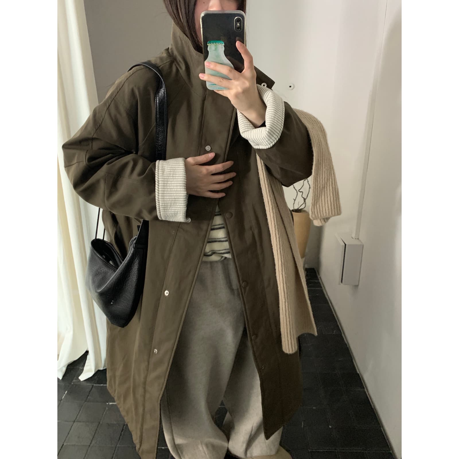 ISO VOGUE - Korean Style Trench Coat Down Jacket (with Belt) (Contains White Duck Down) 7558