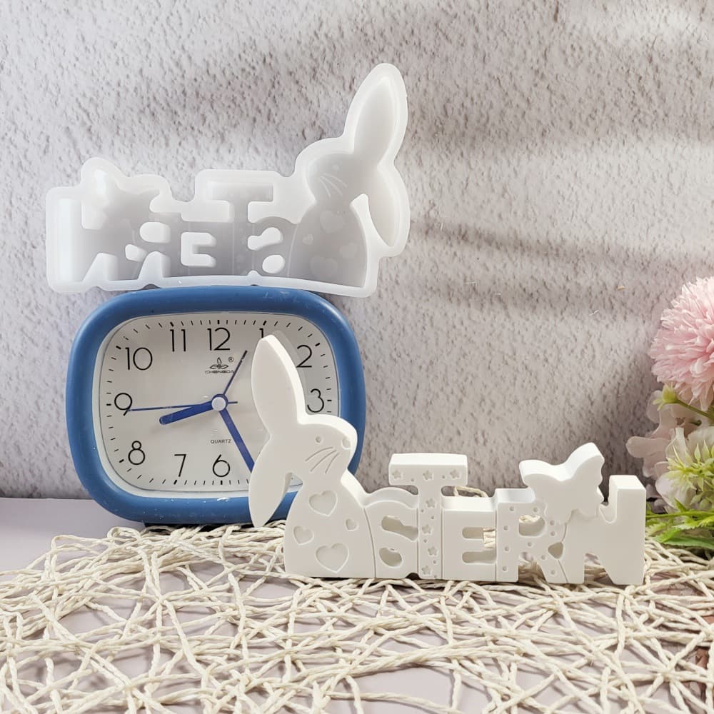 S1052 Easter Alphabet Letter Ornament Decoration Cement Plaster Mold DIY Silicone Mold