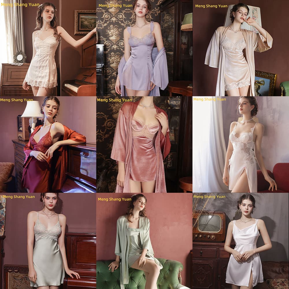 French-Style Retro Sexy Velvet Nightdress for Women with Small Bust, Enhancing with Chest Pads, Deep V Pure Desire Sleepwear, Thin Home Camisole