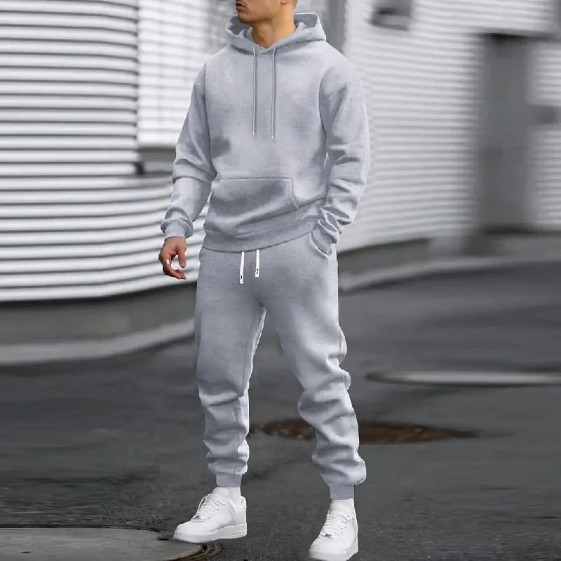 Cross-Border Trade Men's and Women's Autumn Set Casual Sports Solid Color Hoodie Two-Piece Loose Sweatshirt Wholesale Stock