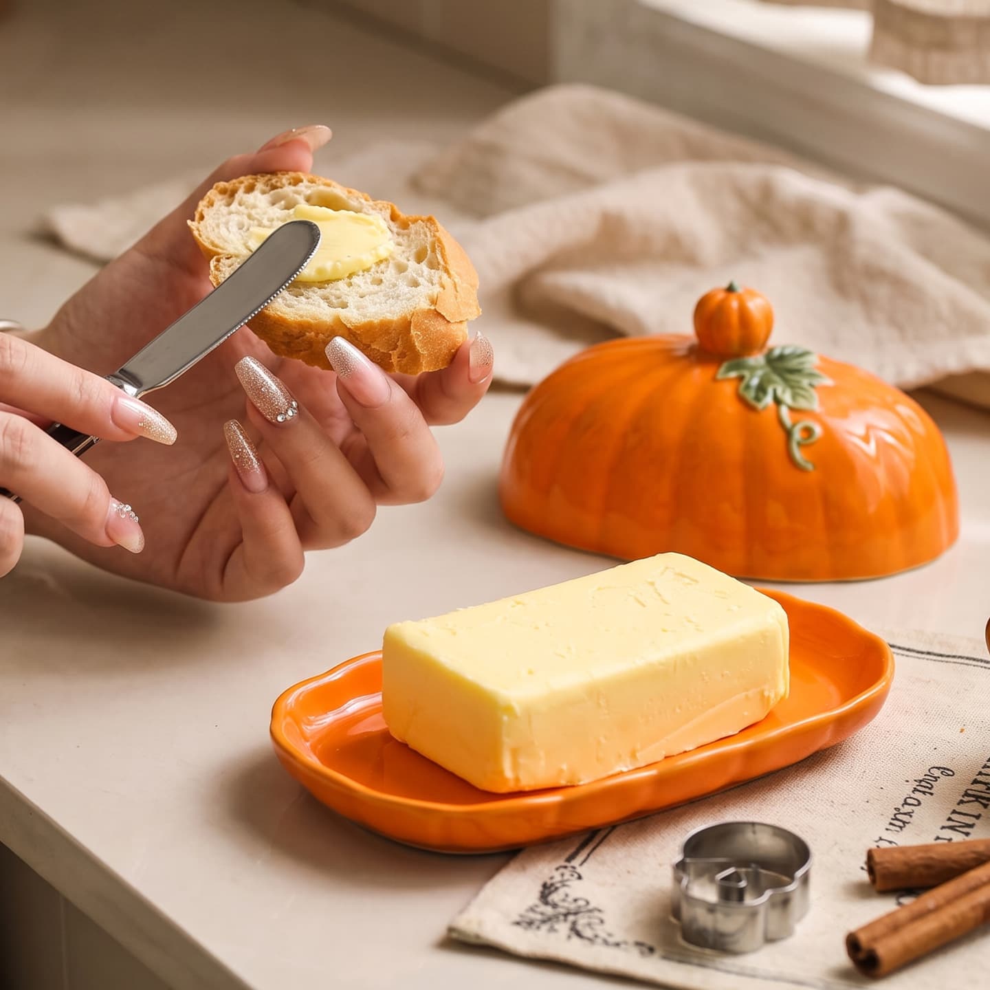 Cross-Border Hot Selling Pumpkin-Shaped Ceramic Dinnerware Set, High-Face-Value Creative Dish, Ins-Style Butter Plate