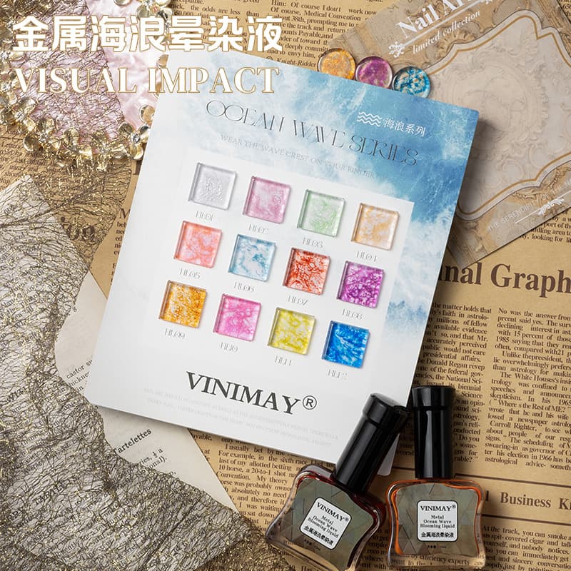 Wave metal smudged liquid 2025 new product VINIMAY bubble smudged ink smudged gradient amber water dyed liquid