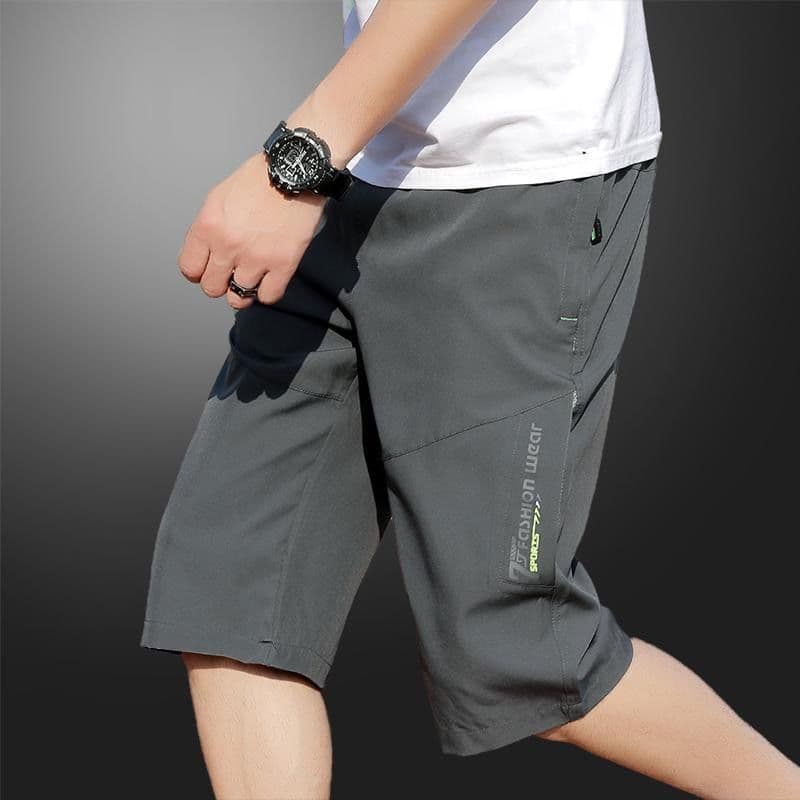 Men's Sports Cropped Pants Summer Thin Ice Silk Horse Shorts Loose Straight Casual Pants
