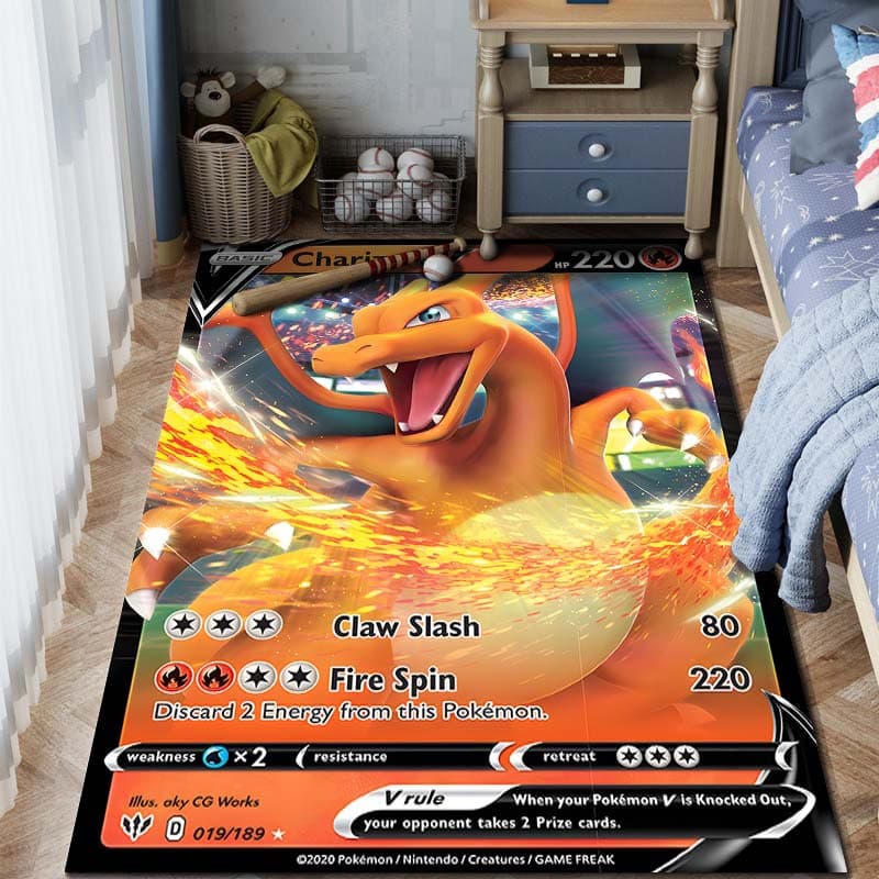 Pokemon Card Cartoon Anime Rug Kids Room Play Mat Insulated Warm Washable Wipeable