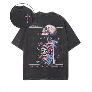 2026 New Comfortable Casual Versatile Easter Cross-Border Skull Print High-Street Short Sleeve Rock T-Shirt