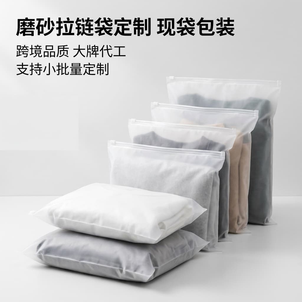 Spring Season Transparent Frosted Clothing Zipper Bags Custom PE Frosted Bags Clothing Zip Bags Underwear Socks Zipper Bags