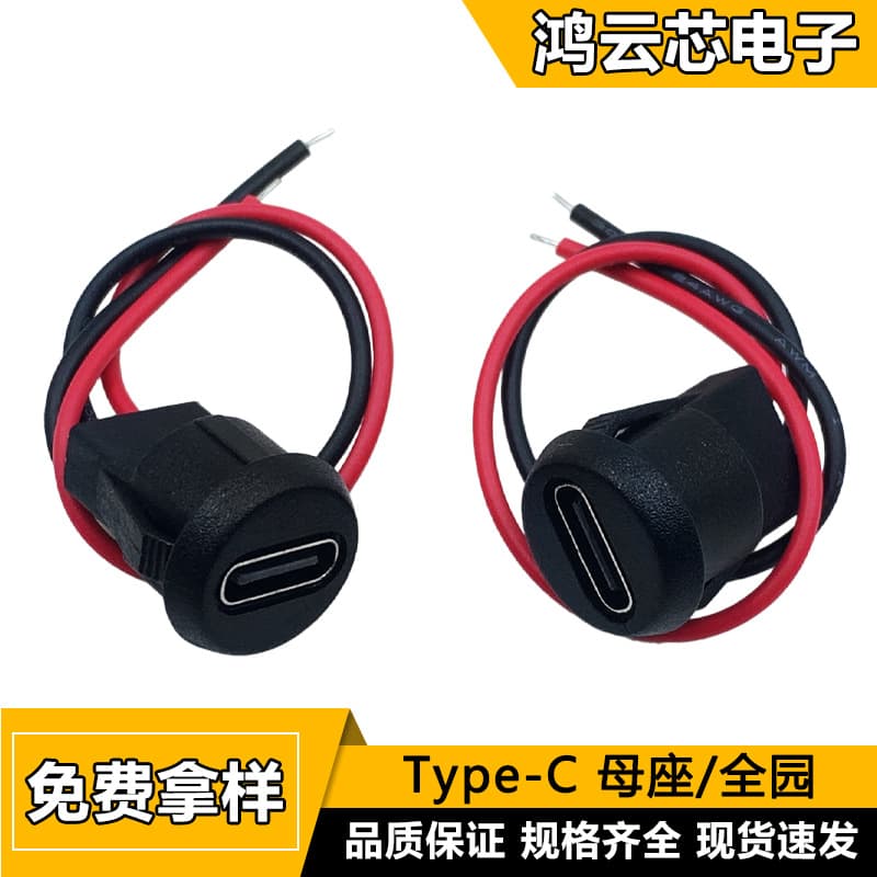 TYPE-C 2P Glue Injection Direct Pressure Welding Wire Type Female Connector USB Connector Type-C Waterproof Female Female Adapter Wholesale