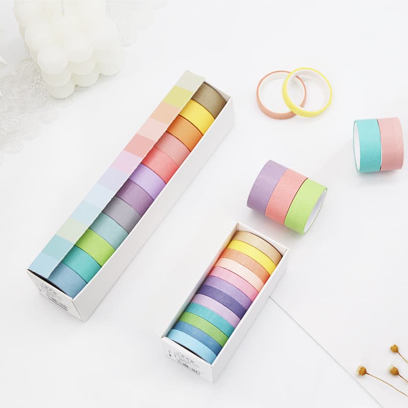 Solid Color Washi Tape Set Macaron Candy Color Rainbow DIY Journal Tape 12 Colors Scrapbooking Tape Wholesale