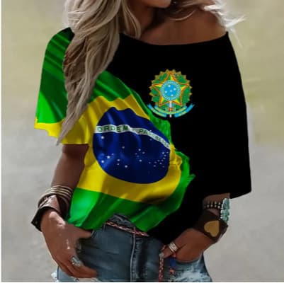 Autumn and Winter New Brazilian Flag 3D Printed T-Shirt Women Cross-border Hot Selling Style Brazil Flag Short Sleeve for Men and Women