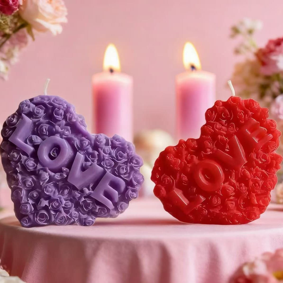 LOVE Flower Heart Mold Heart Shape Silicone Mold Fondant Cake Decoration Chocolate Baking Cake Mold