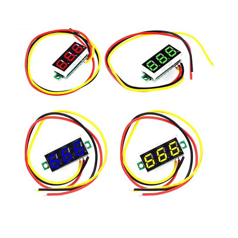0.28-inch Ultra-Small Digital DC Voltmeter Header, Digital Display, Adjustable, 3-Wire DC 0-100V, Battery Voltmeter