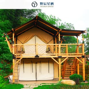 Custom Nomadic Tent Double-Layer Duplex Wooden Cabin Tent Camping Tourist Attraction Homestay High-End Hotel Tent Manufacturer