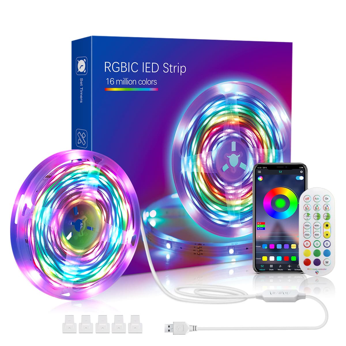 Cross-Border Ready Stock KESHU Color-Changing LED Strip Set, 5050 Marquee Bluetooth App 2.4G Remote Control LED Strip Kit