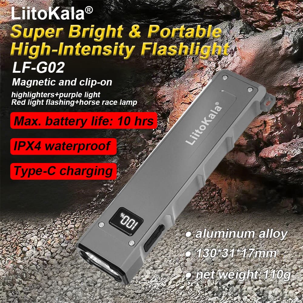 Cross-border exclusive supply LiitoKala LF-G02 new portable emergency lighting ultra-thin pocket flashlight