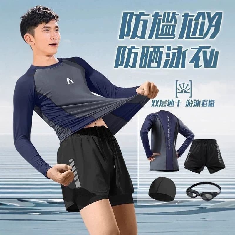 Swimwear Men Sun Protection Quick-Dry Swim Top Compression Long Sleeve Men's Diving Suit Surfing Snorkeling for Men