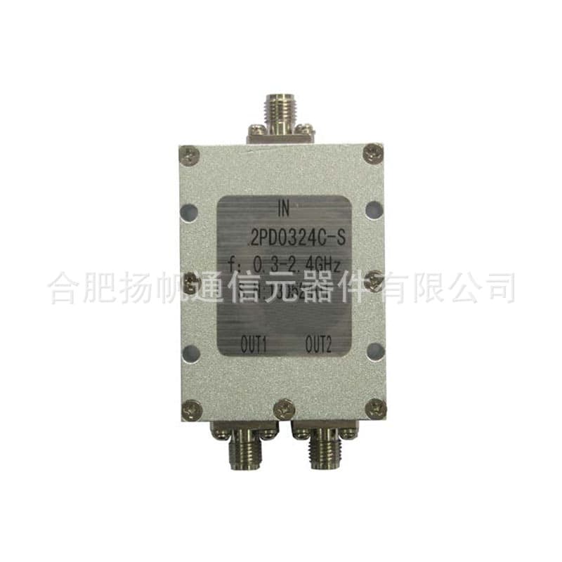 0.3-2.4GHz, 50W, 4.5dB insertion loss, low VSWR, dual-channel power divider, SMA female interface