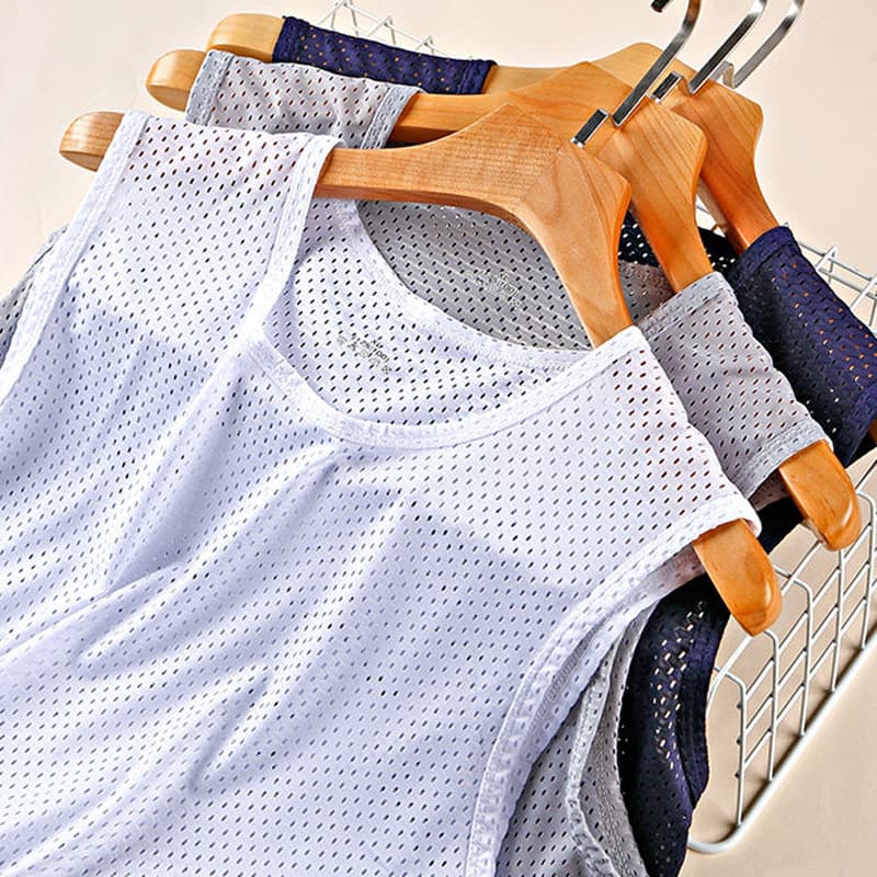 Mesh Vest Men's Sports Hollow-out Ice Silk Summer Sleeveless T-shirt Thin Style Factory Direct Sales Drop Shipping