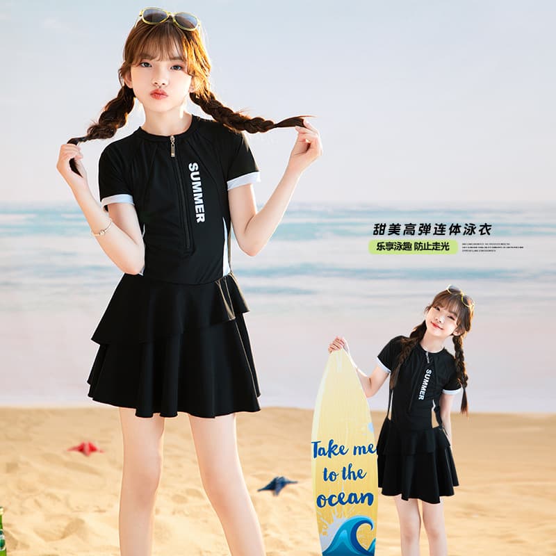 Children's Swimsuit 2025 New Girls' Summer Swimsuit, Big Kids' Professional Skirt-Style Swimwear