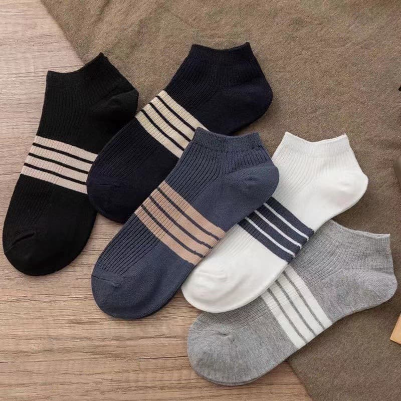 Men's Spring and Summer Thin Boat Socks, Simple Striped Sports Socks, Comfortable Low-Cut Short Socks, Zhuji Socks Wholesale