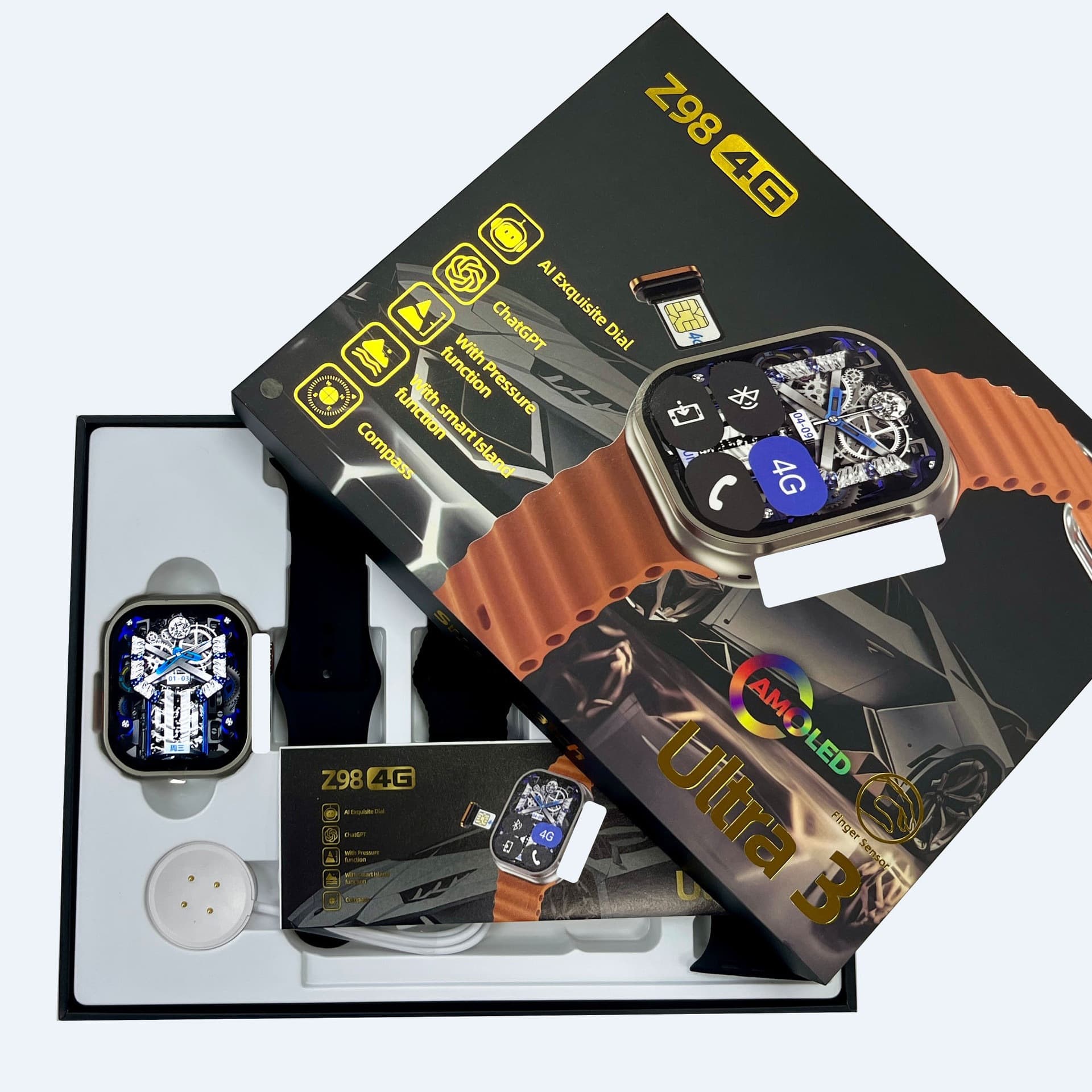 Z98 Smart Watch 4G Card-Insertable Bluetooth Smart Call Watch Heart Rate Measurement Blood Pressure Pedometer Sports Set