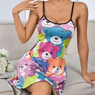 New Summer Pajamas for Women Cow Print Camisole Nightgown Hot Selling for Cross-border European and American Amazon Shein