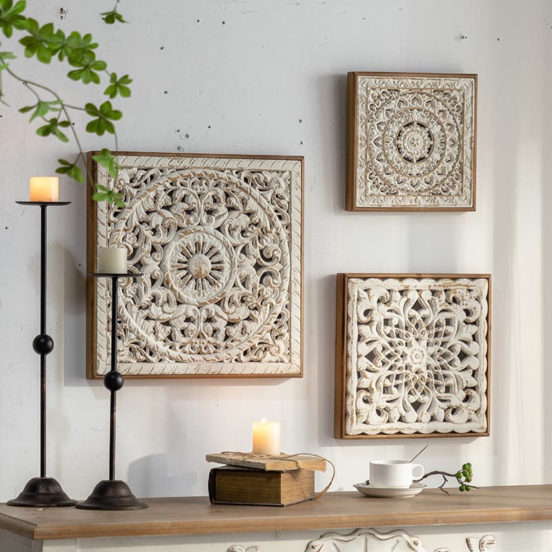 American Vintage Carved Wall Decoration, Entryway Background Wall Art, Wedding, B&B, Coffee Shop Decor