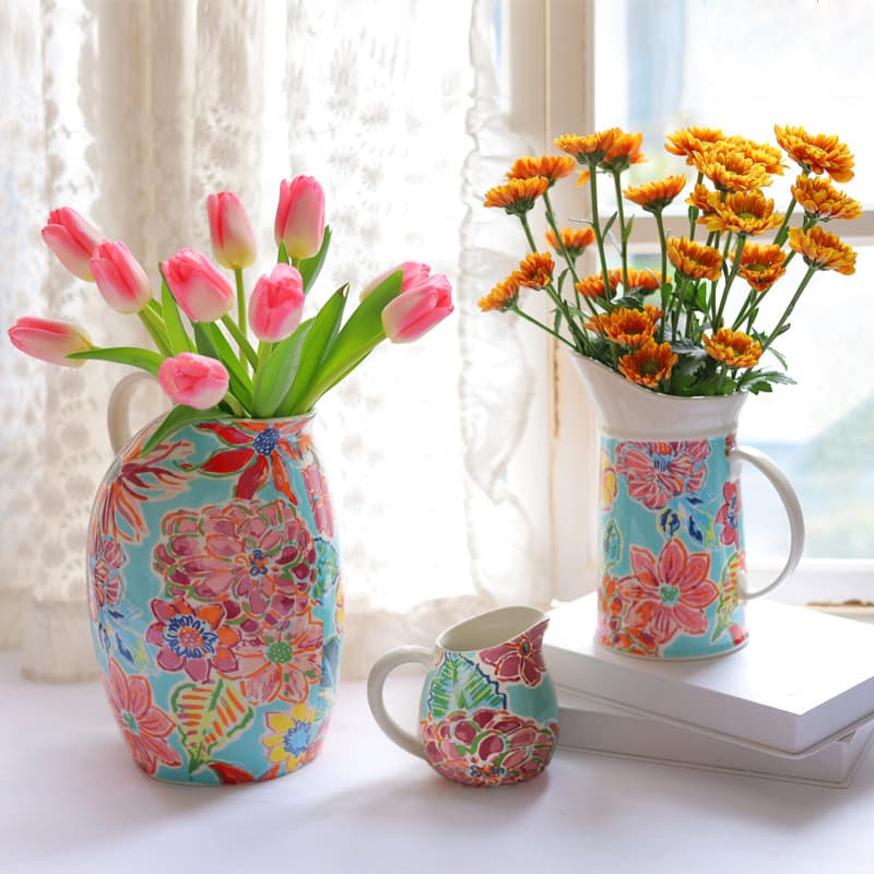 Vase Tableware Ceramic Hand-Painted Decals Creative Vase Hydroponic Home Living Room Ornaments Small Vase Drop Shipping