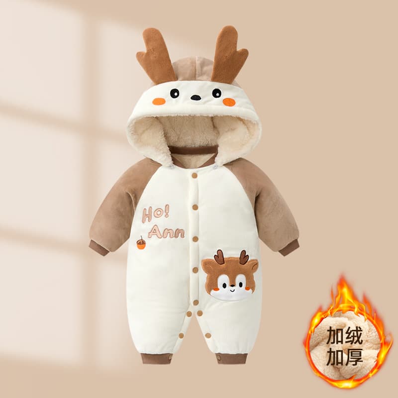 Baby Winter Outwear Warm Infant Romper Cotton-Padded Thickened Full-Month Newborn Onesie Crawling Suit Fleece-Lined