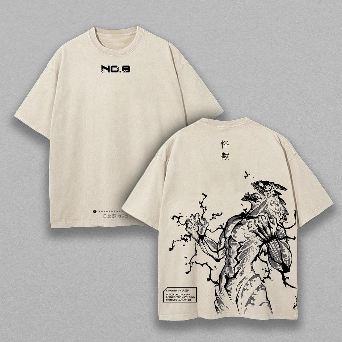 Cross-border Exclusive Kaiju No. 8 Tee | Oversized Washed Anime Shirt