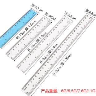 30/20/15cm Transparent Ruler Straight Ruler Measuring Tool Student Supplies Factory Direct Source
