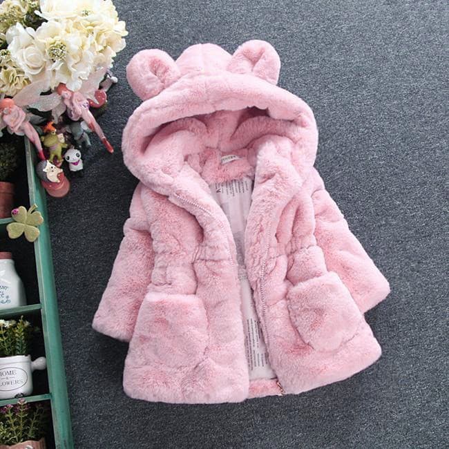 New Kids' Outerwear for Cross-Border Trade to Europe and America - Girls' Quilted Coat for Fall/Winter, Thick Solid Color Faux Fur Sweater