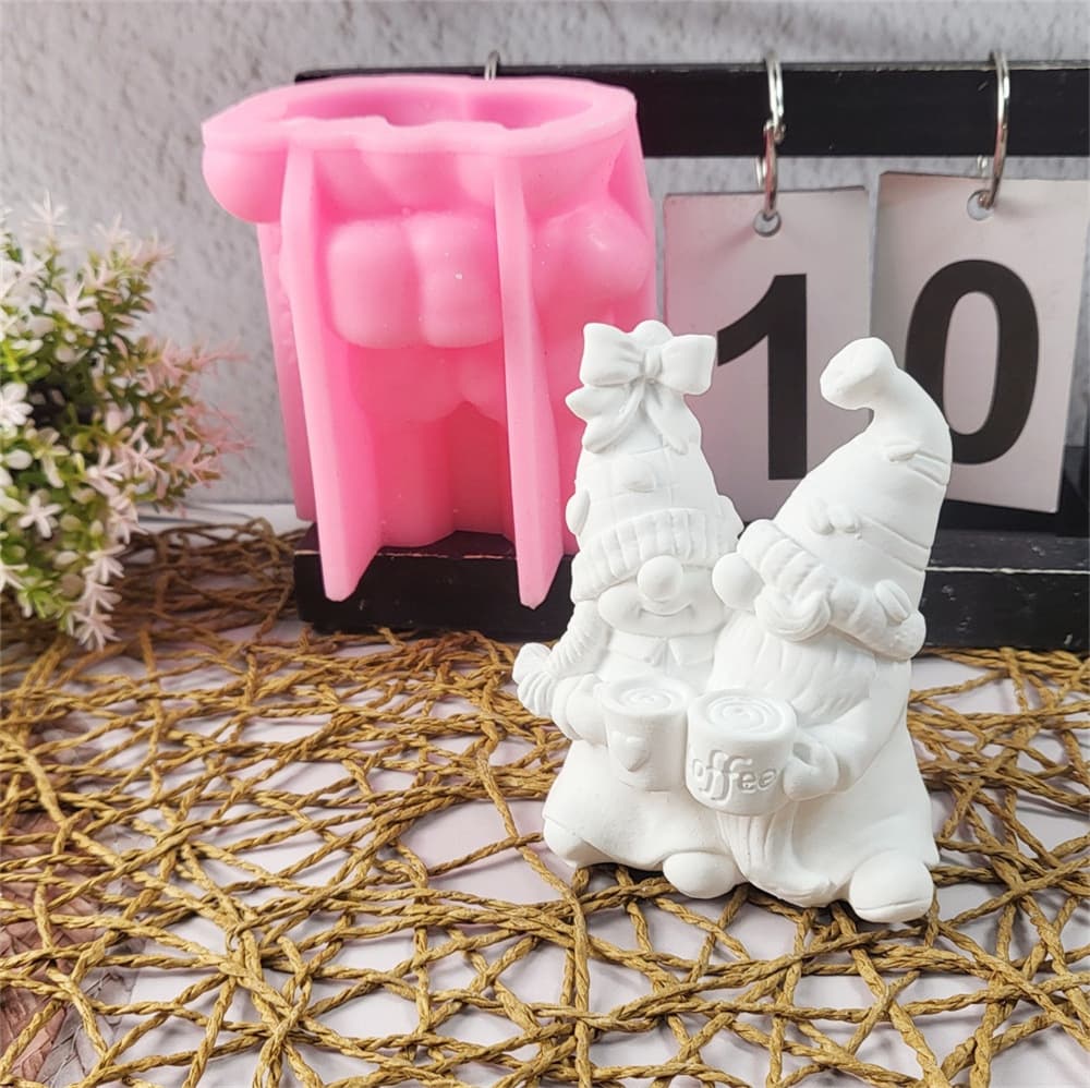 Valentine's Day Gnome Plaster Decoration Candle Mold DIY Plaster Cement Silicone Mold W0467