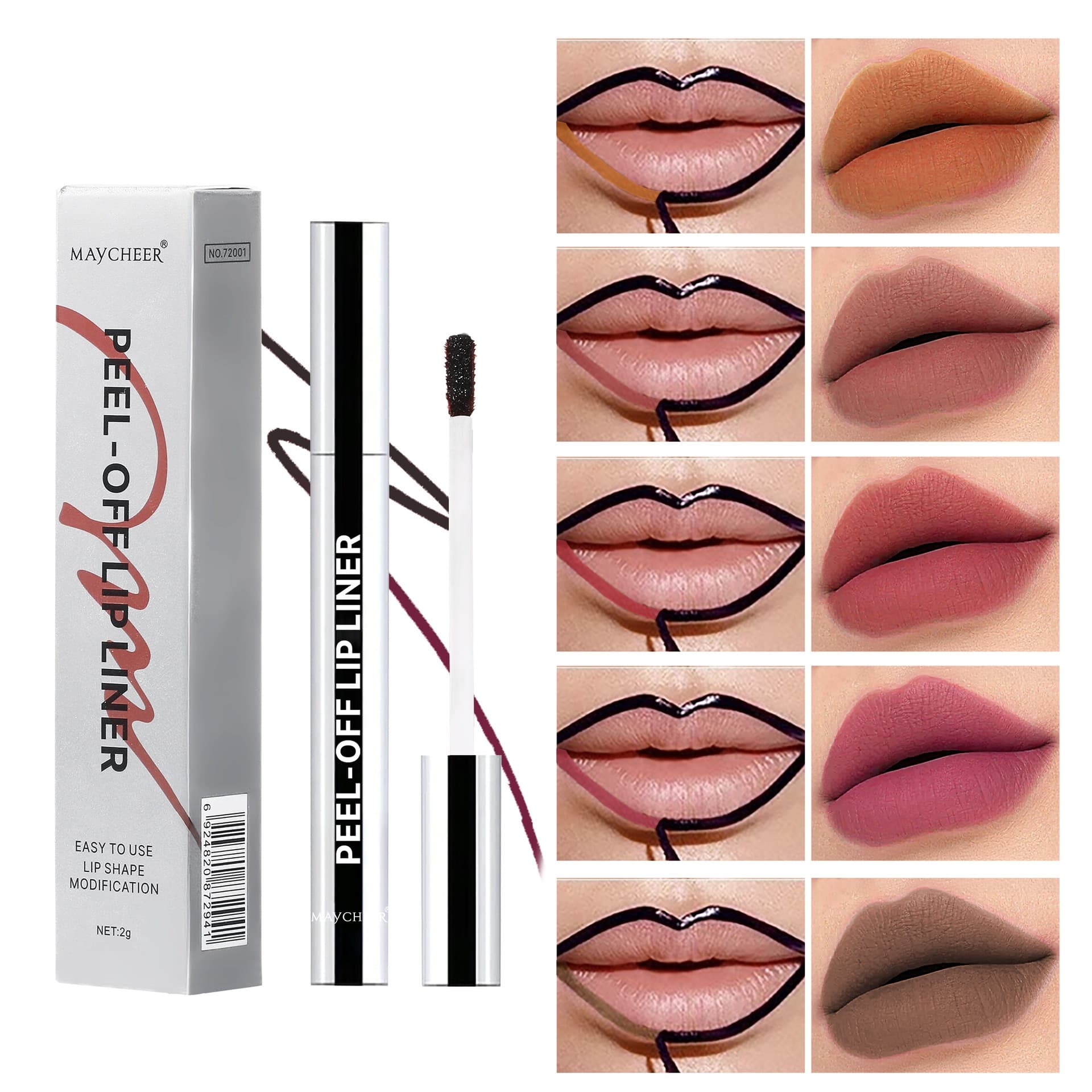 MAYCHEER Peel-off Lip Liner Pencil, Waterproof, Long-lasting, Natural 3D Lip Color, Cross-border Export