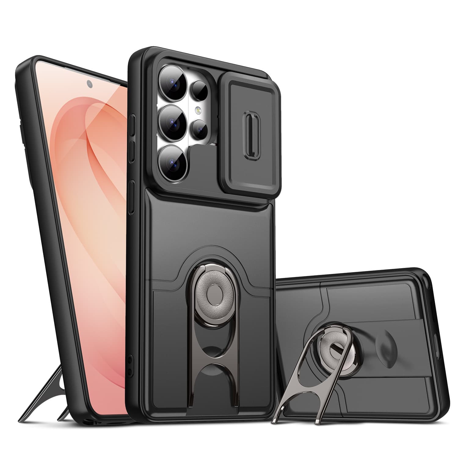 Compatible with Samsung S26 Ultra Lingtuo Slide-Out Stand Phone Case, S25 Ultra Stand, S24 Ultra Protective Cover