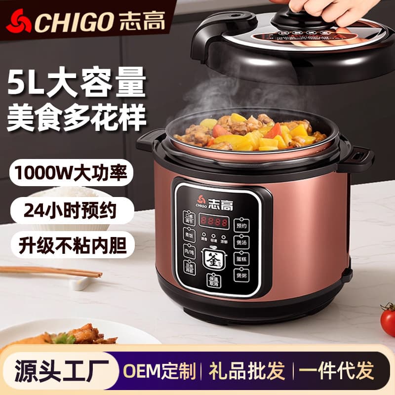 Chigo Electric Pressure Cooker, 5L, Multi-functional, Non-stick Inner Pot, Smart, Wholesale for Cooking and Soup