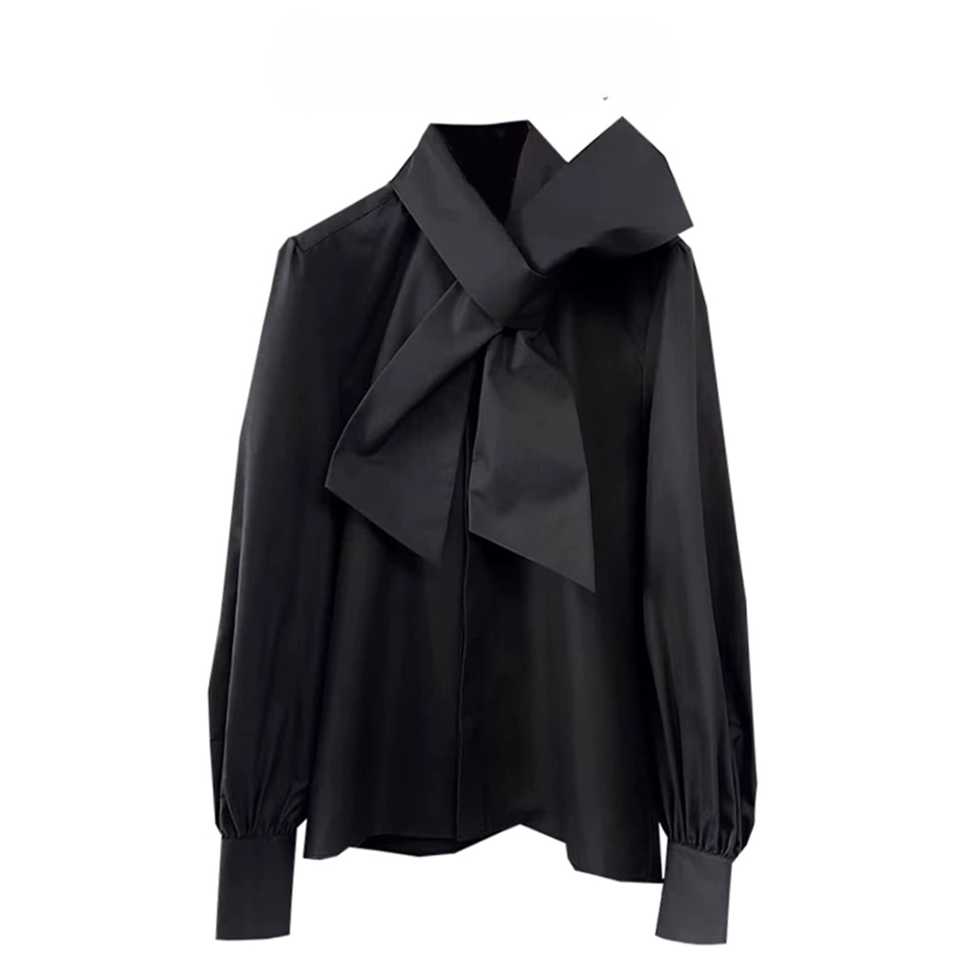 French black design niche long-sleeved doll sweet shirt for women autumn and winter 2023 new gentle chiffon top