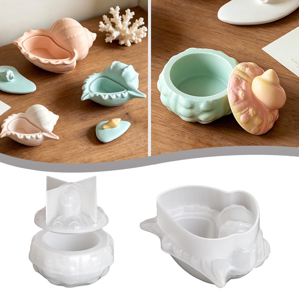 Conch storage box silicone mold DIY ocean style aromatherapy plaster candle cup glue jewelry storage jar mold