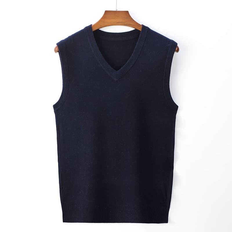 Men's pullover V-neck new style middle-aged wool vest, gentleman's knitted vest, business knitted shirt, sleeveless men's